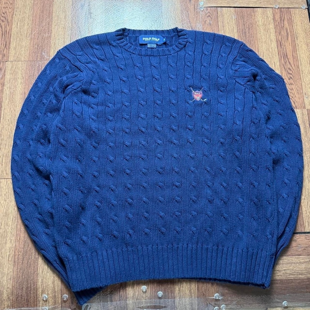 Polo Ralph Lauren Golf Crest Vtg 90's 19th Anniversary Knit Sweater Medium